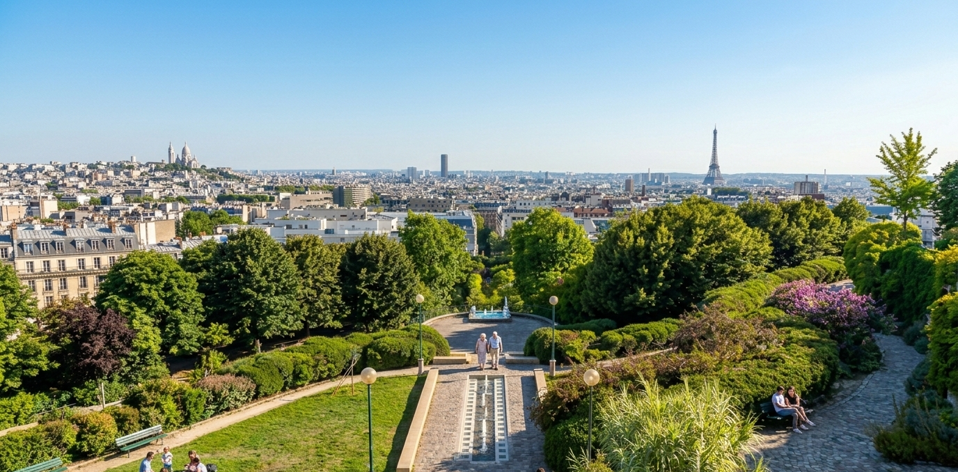 สวนสาธารณะบนเนินเขา (Parc de Belleville)
